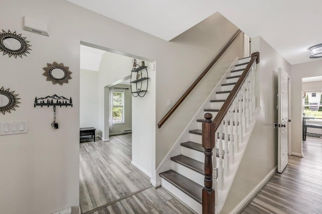 5117 Hounds Ear Rd, Tobyhanna, PA 18466 - stairway with wood finished floors and baseboards