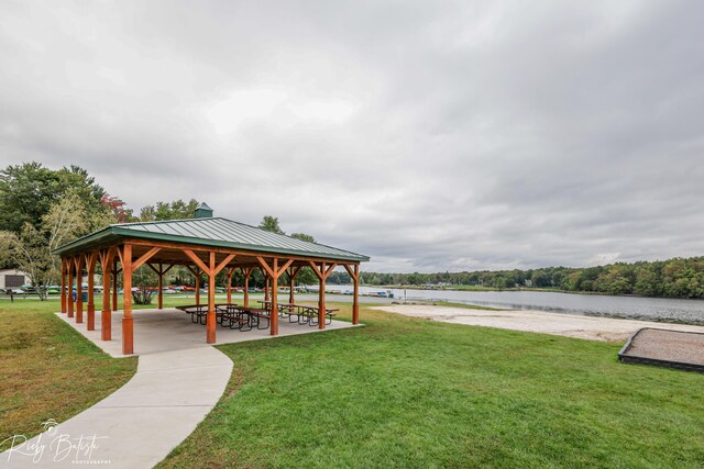 203 Wyomissing Dr, Pocono Lake, PA 18347 - view of community with a gazebo, a yard, and a water view