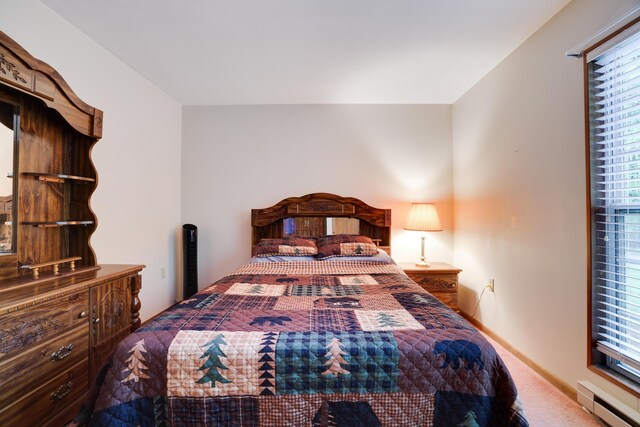 203 Wyomissing Dr, Pocono Lake, PA 18347 - bedroom featuring baseboard heating, carpet floors, and multiple windows