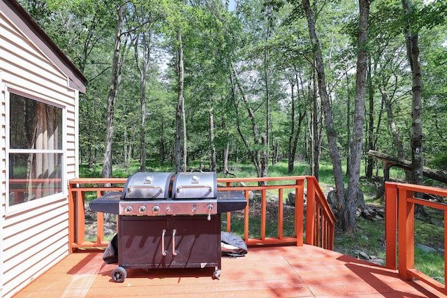 7042 Vista Dr, Tobyhanna, PA 18466 - wooden deck featuring a grill