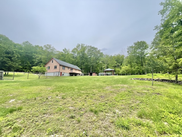 233 Vista Rd, Cresco, PA 18326 - view of green lawn with a forest view and a gazebo