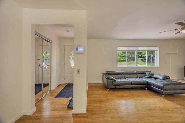 233 Vista Rd, Cresco, PA 18326 - foyer entrance with light wood finished floors and a ceiling fan