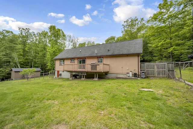 233 Vista Rd, Cresco, PA 18326 - rear view of house featuring a wooden deck and a shingled roof