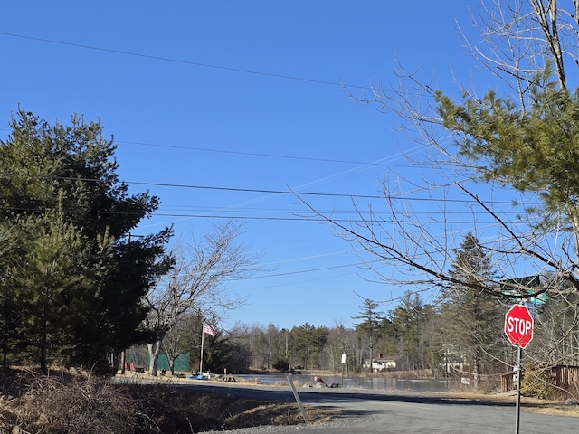 view of road featuring traffic signs