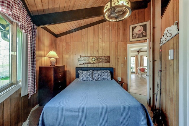 1542 Crestview Ln, Pocono Pines, PA 18350 - bedroom featuring wooden ceiling and wooden walls