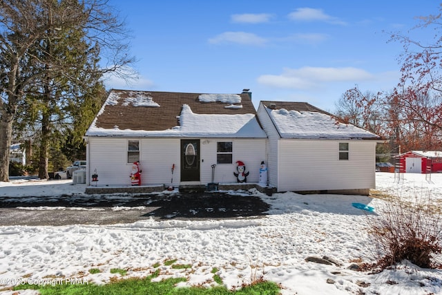 view of snow covered property