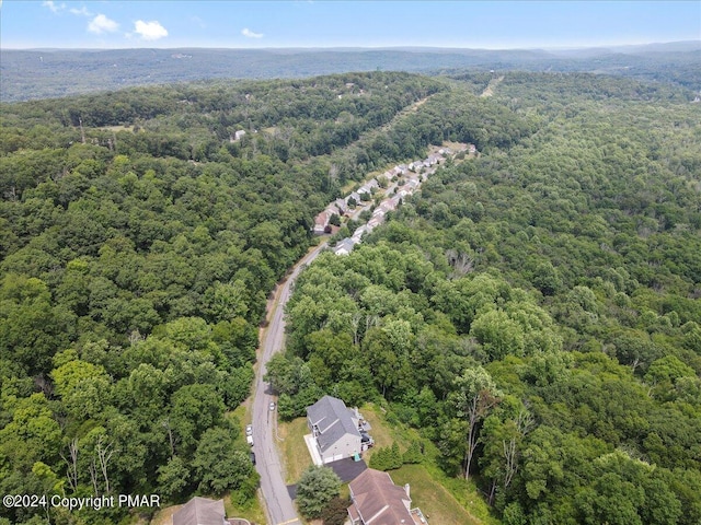 aerial view with a wooded view