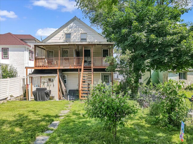 213 N St Fran Cabrini Ave, Scranton, PA 18504 - rear view of house with stairs and a deck