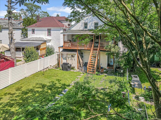213 N St Fran Cabrini Ave, Scranton, PA 18504 - back of house featuring stairs and a deck