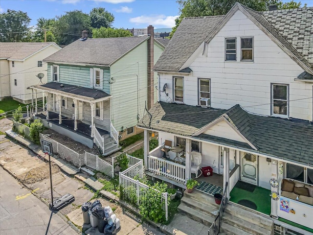 213 N St Fran Cabrini Ave, Scranton, PA 18504 - view of front of home with a shingled roof, covered porch, and cooling unit