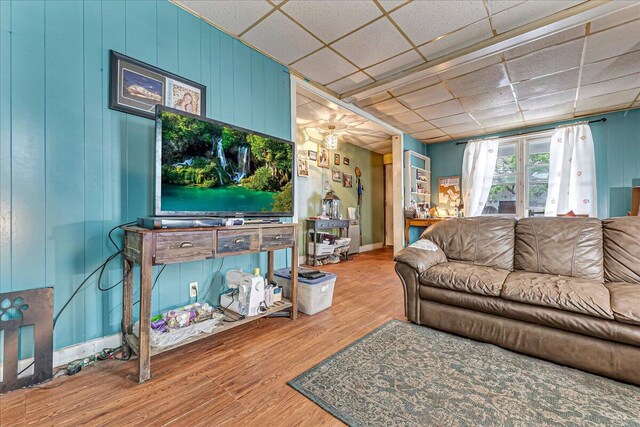213 N St Fran Cabrini Ave, Scranton, PA 18504 - living area with wood finished floors and a paneled ceiling