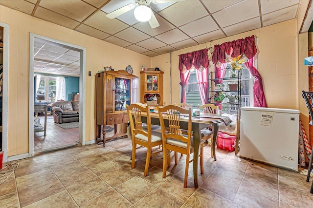 213 N St Fran Cabrini Ave, Scranton, PA 18504 - dining space featuring a drop ceiling and ceiling fan