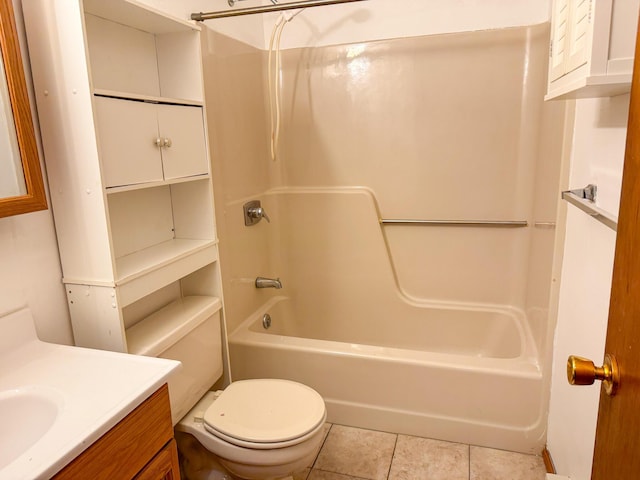 4751 Brentwood Dr, Tobyhanna, PA 18466 - bathroom with tile patterned flooring, toilet, shower / washtub combination, and vanity