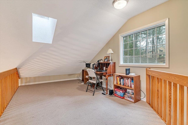 2181 Oak Hill Dr, Buck Hill Falls, PA 18323 - carpeted office space with lofted ceiling with skylight