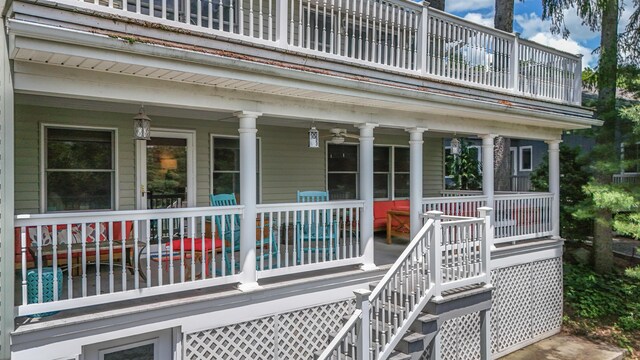 5194 S Hamilton S, Saylorsburg, PA 18353 - wooden porch featuring ceiling fan