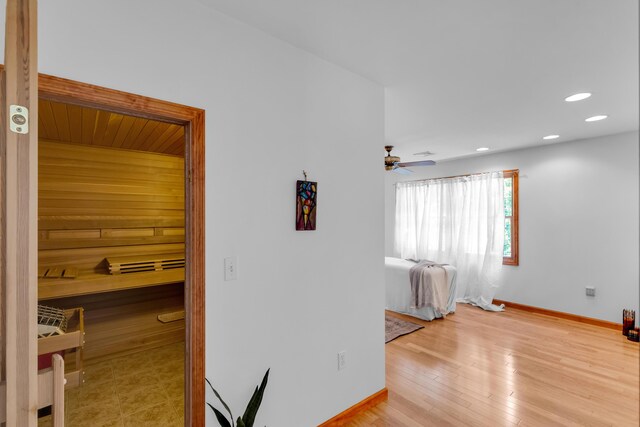 5194 S Hamilton S, Saylorsburg, PA 18353 - corridor with recessed lighting, light wood-type flooring, and a sauna / steam room