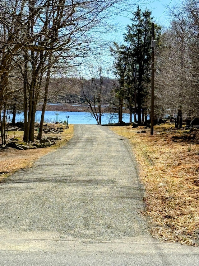 view of street featuring a water view