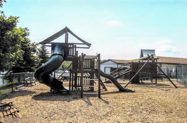 communal playground with fence