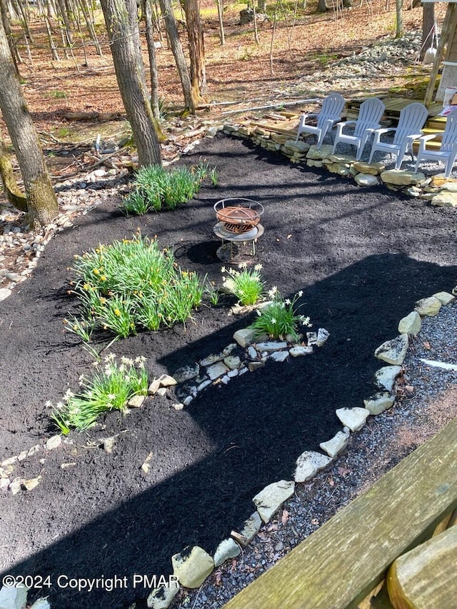 2124 Meadowlark Cir, Bushkill, PA 18324 - view of yard with an outdoor fire pit