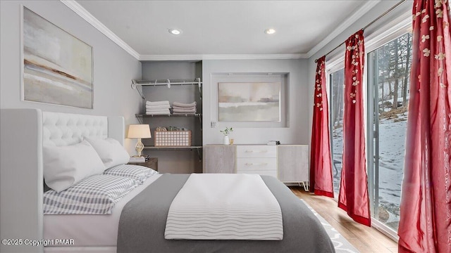 115 Aspen Cir E, Stroudsburg, PA 18302 - bedroom with ornamental molding, wood finished floors, and recessed lighting