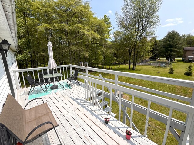 20 Occoquan Trl, Albrightsville, PA 18210 - deck featuring a yard and view of scattered trees
