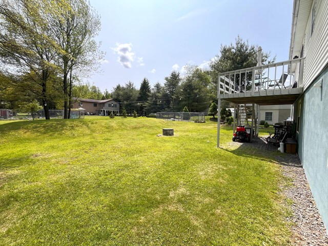 20 Occoquan Trl, Albrightsville, PA 18210 - view of green lawn featuring stairs and a wooden deck