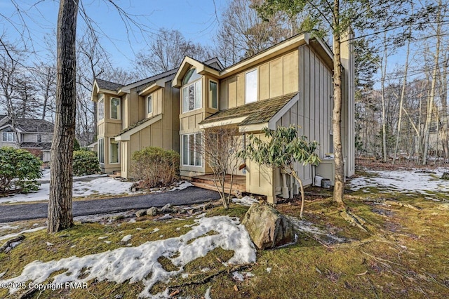 view of snow covered exterior