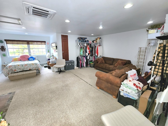 living area with recessed lighting