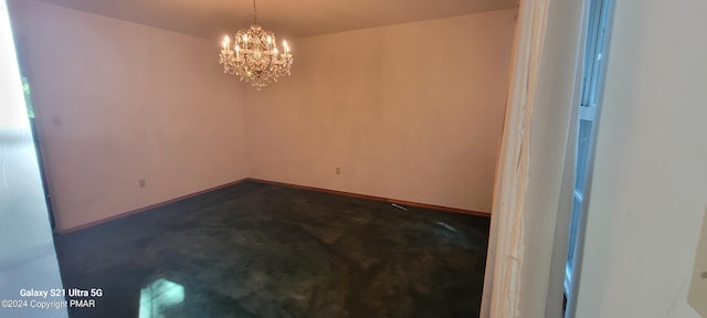 361 Great Bear Way Rd, East Stroudsburg, PA 18302 - empty room featuring dark carpet and a notable chandelier