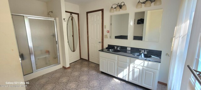361 Great Bear Way Rd, East Stroudsburg, PA 18302 - full bath with a shower stall, double vanity, a sink, and tile patterned floors