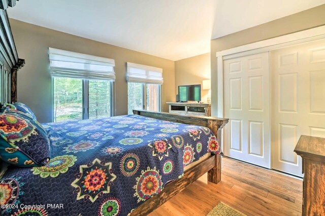 bedroom featuring a closet and wood finished floors