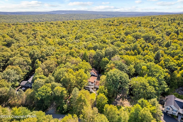 birds eye view of property with a view of trees