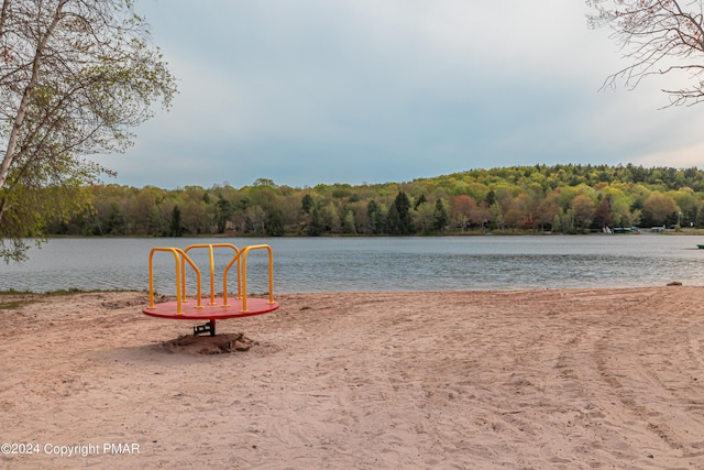 water view with a wooded view