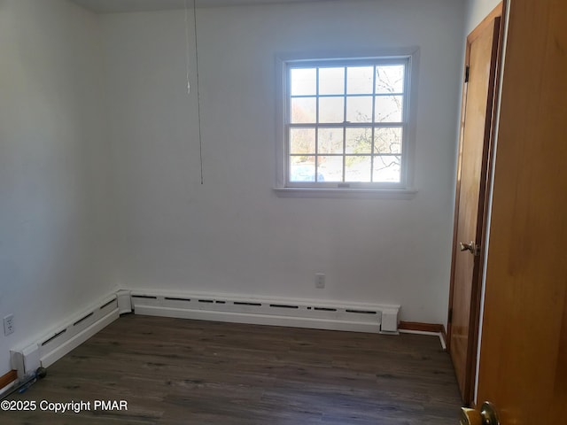 spare room with dark wood-style floors