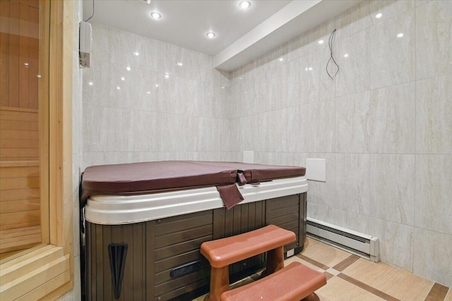 298 Overlook Way, Tannersville, PA 18372 - misc room with tile walls and baseboard heating