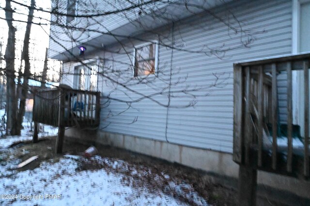 view of snow covered exterior