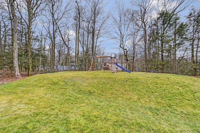 view of yard featuring a playground