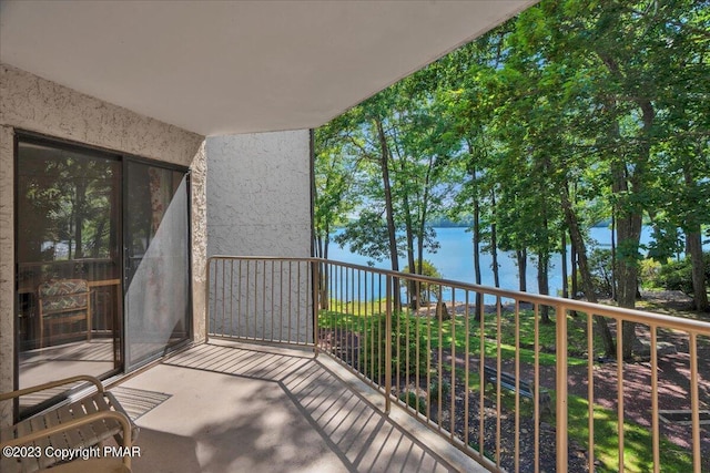 balcony with a water view