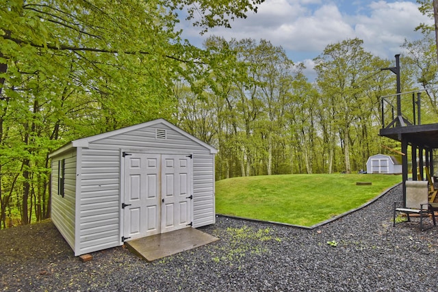 view of shed