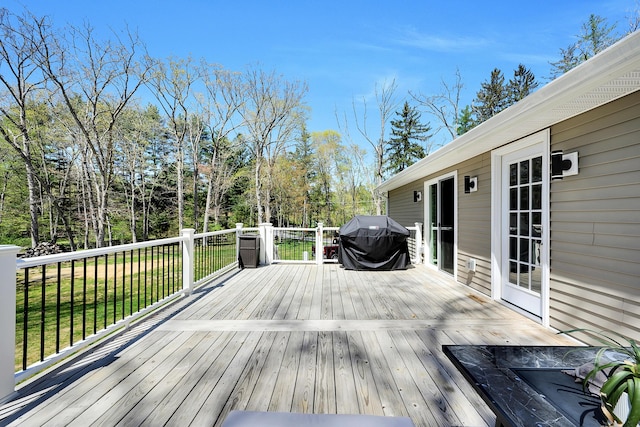23 Primrose Dr, East Stroudsburg, PA 18302 - wooden terrace featuring a lawn and a grill