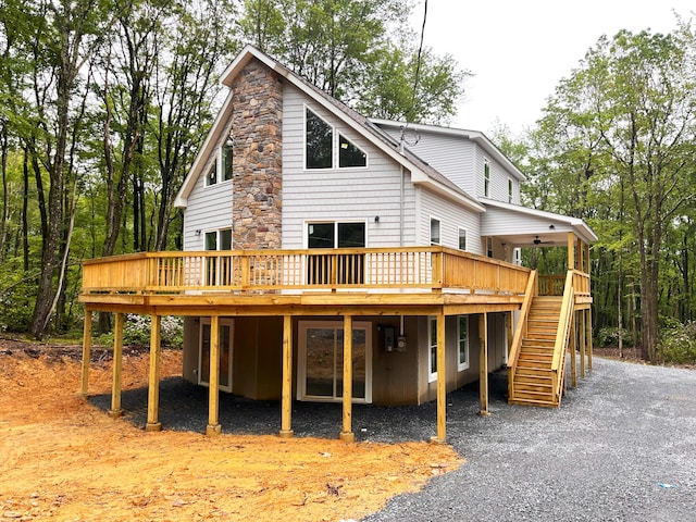 30 Susquehanna Dr, Jim Thorpe, PA 18229 - rear view of house featuring a deck and stairway