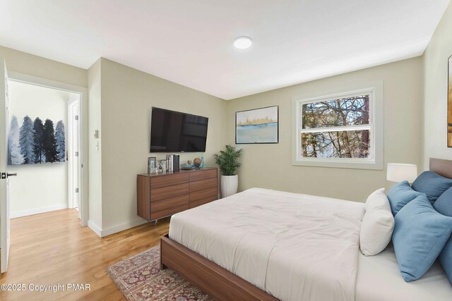 bedroom featuring light wood-type flooring