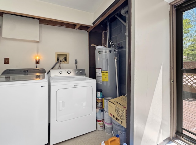 5119 Derby Rd, Tobyhanna, PA 18466 - washroom with water heater and washing machine and dryer