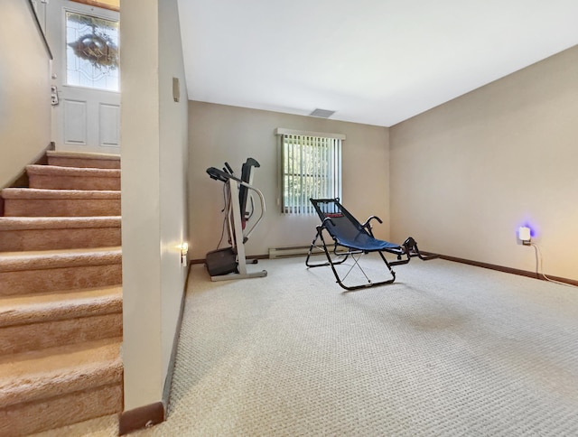 5119 Derby Rd, Tobyhanna, PA 18466 - exercise room featuring carpet and baseboards