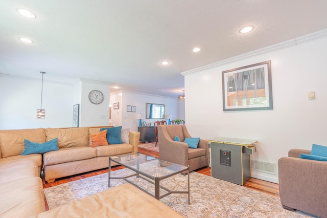 165 Stillwater Dr, Pocono Summit, PA 18346 - living area featuring crown molding, wood finished floors, and recessed lighting