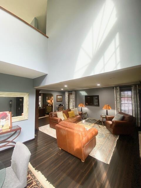 5132 Pocono Park Ln, Swiftwater, PA 18370 - living room featuring a high ceiling and wood finished floors
