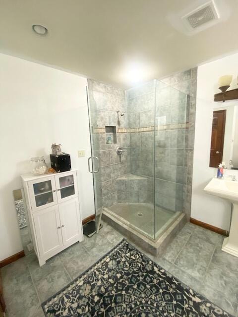 5132 Pocono Park Ln, Swiftwater, PA 18370 - bathroom with a shower stall and baseboards