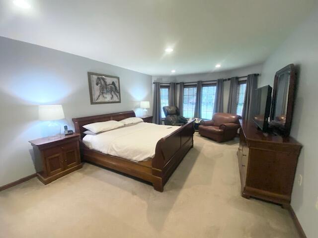 5132 Pocono Park Ln, Swiftwater, PA 18370 - bedroom with light carpet and recessed lighting