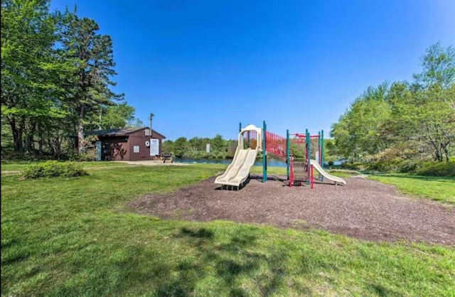 3312 Black Cherry Ct, Long Pond, PA 18334 - community jungle gym featuring a lawn