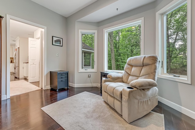 106 Legends Ct, East Stroudsburg, PA 18302 - sitting room with baseboards and dark wood finished floors